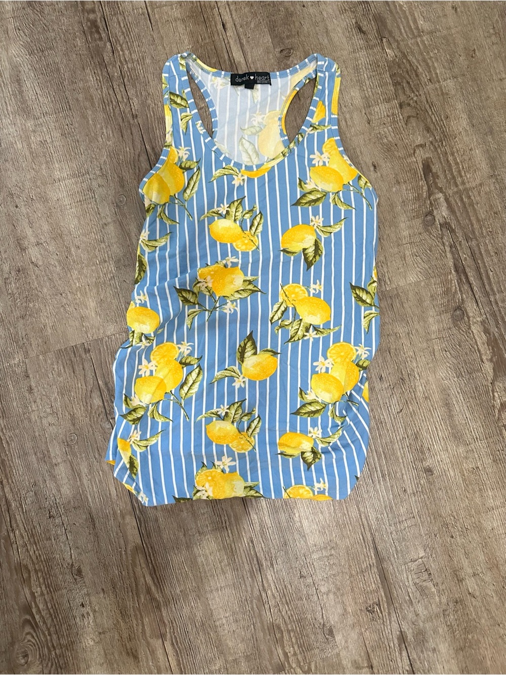 Derek Heart Maternity Lemon Print Racerback Tank Top (Size M)